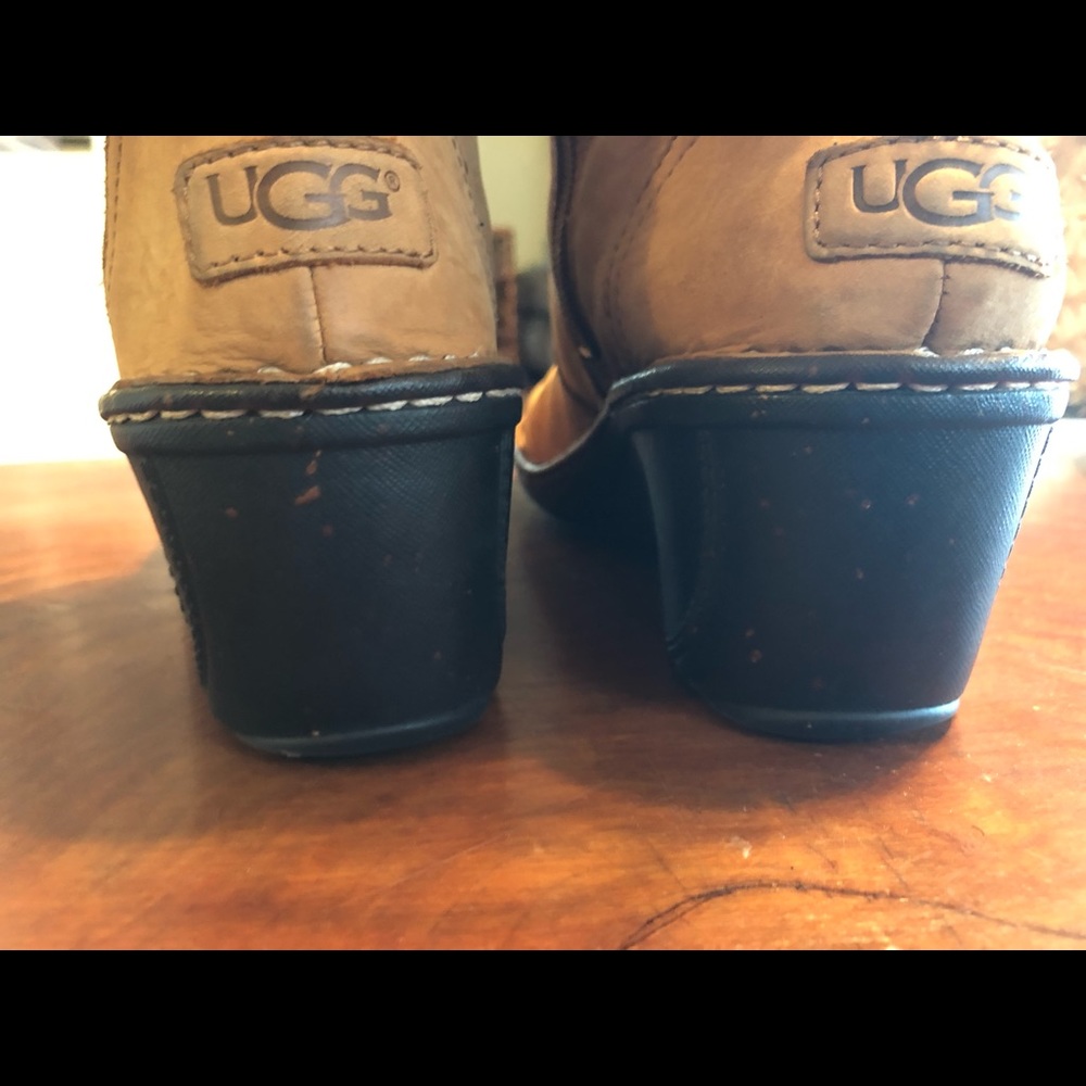 SOLD-UGG Sylair Chestnut Leather wedge Boots - Picture 4 of 8